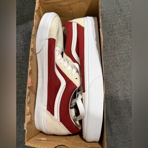 Vans Old Skool Canvas Suede Fire Brick White and Rust Mens 9 Womens 10.5 New